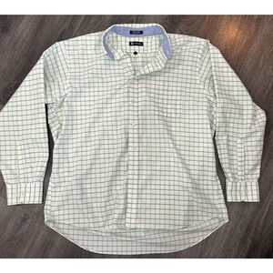 Chaps 17 34/35 Classic Fit Green Checked Button Down Long Sleeved